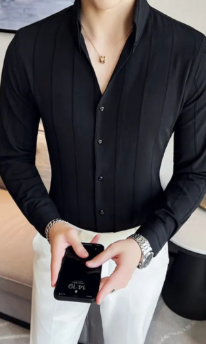 Dazzling Black Striped Premium Shirt