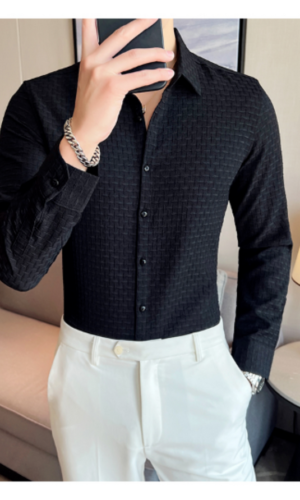 Black Check Textured Premium Shirt