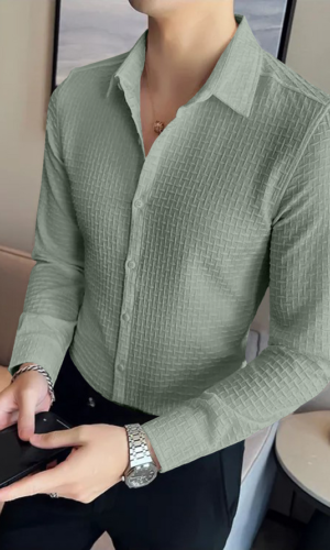 Pistachio Green Textured Premium Shirt