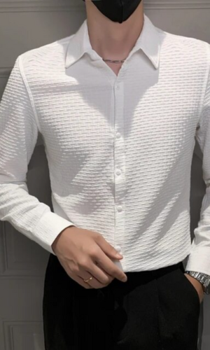 White Check Textured Premium Shirt