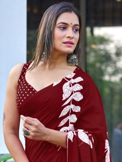 Pure Cotton Bagru Print Sarees 100% Cotton