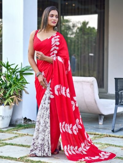 Pure Cotton Bagru Print Sarees 100% Cotton